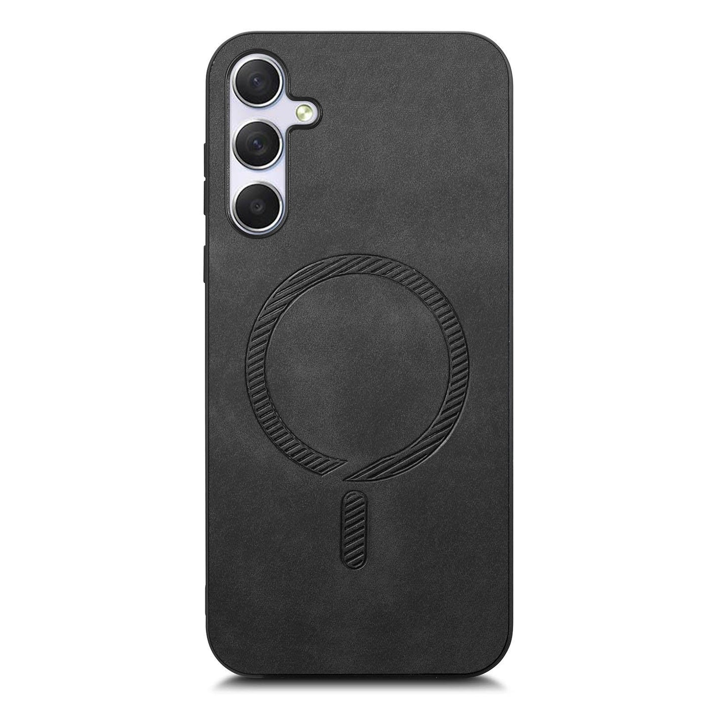 For Samsung Galaxy M54 5G Leather Back Case Compatible with MagSafe Skin-touch Phone Cover - Black