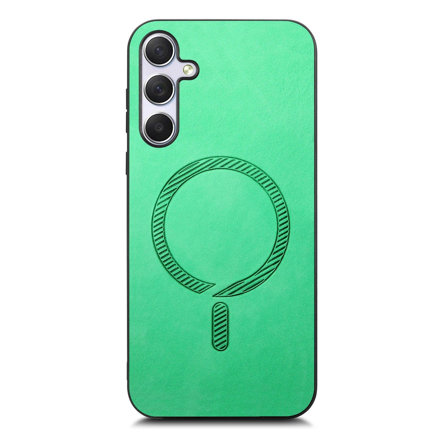 For Samsung Galaxy M54 5G Leather Back Case Compatible with MagSafe Skin-touch Phone Cover - Green