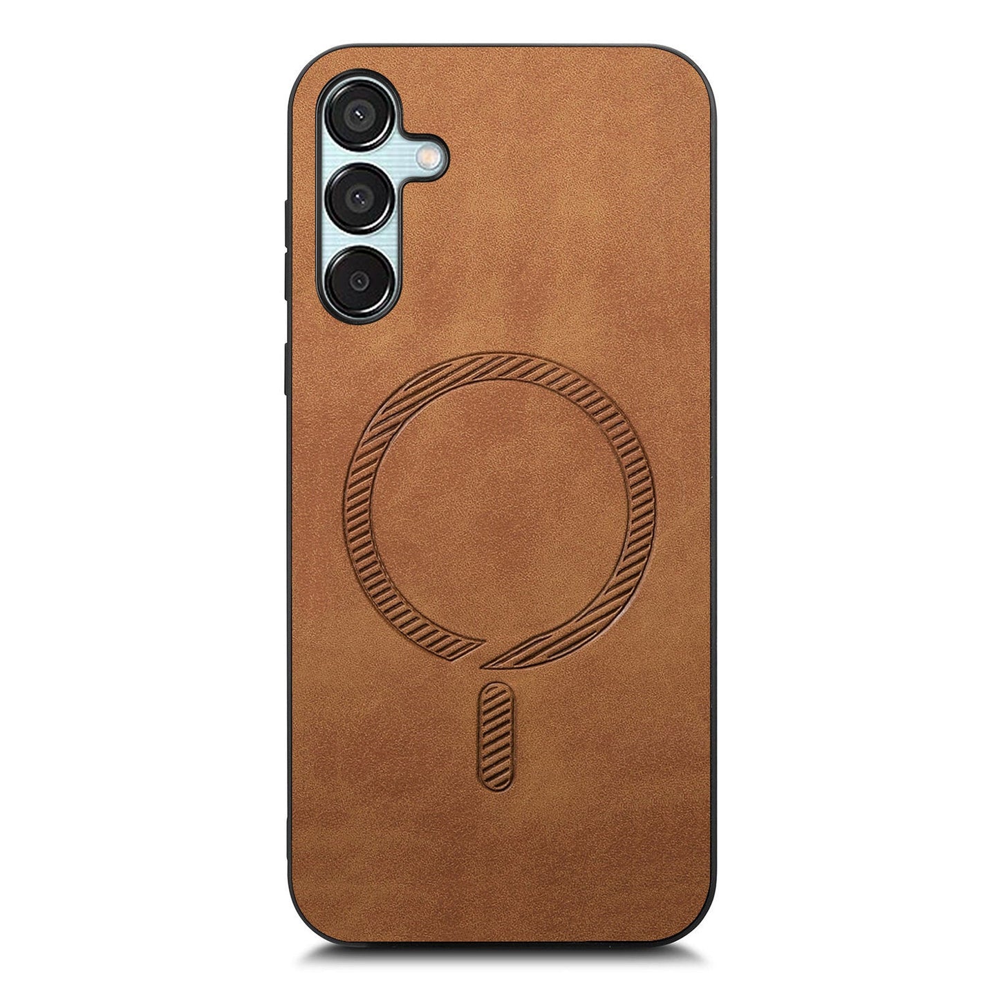 For Samsung Galaxy F15 5G Leather Back Case Compatible with MagSafe Skin-touch Phone Cover - Brown