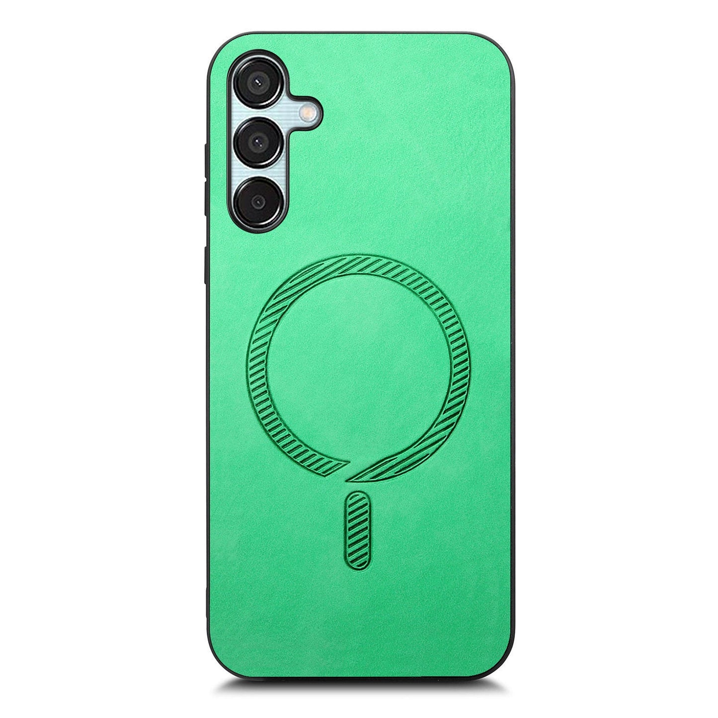 For Samsung Galaxy F15 5G Leather Back Case Compatible with MagSafe Skin-touch Phone Cover - Green