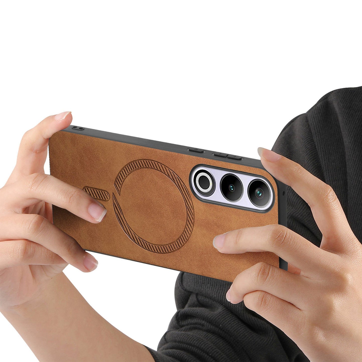 For OnePlus Nord CE4 5G / OnePlus Ace 3V 5G Leather Back Case Compatible with MagSafe Skin-touch Phone Cover - Brown