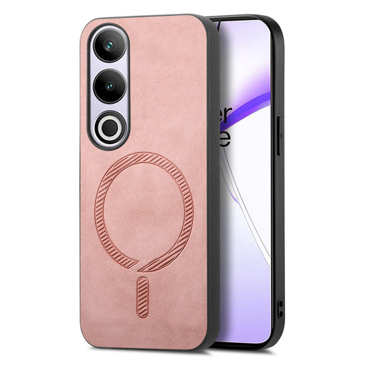 For OnePlus Nord CE4 5G / OnePlus Ace 3V 5G Leather Back Case Compatible with MagSafe Skin-touch Phone Cover - Pink