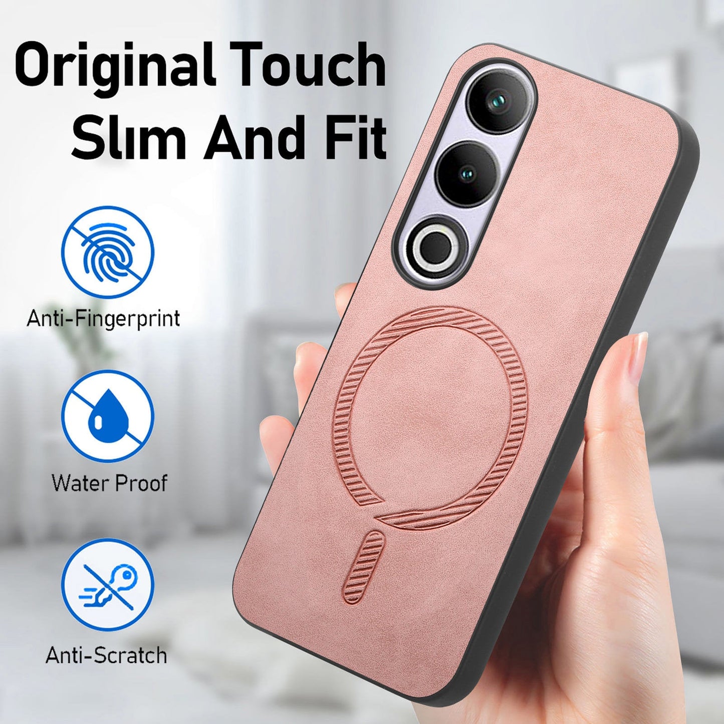 For OnePlus Nord CE4 5G / OnePlus Ace 3V 5G Leather Back Case Compatible with MagSafe Skin-touch Phone Cover - Pink