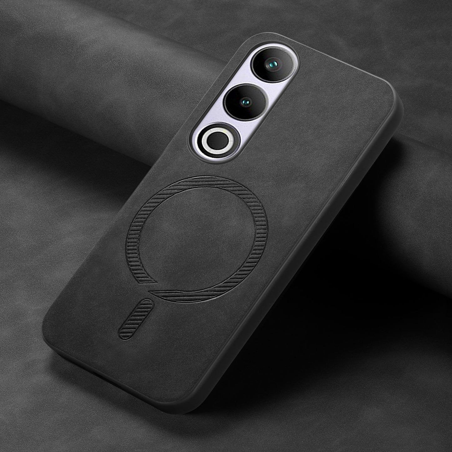 For OnePlus Nord CE4 5G / OnePlus Ace 3V 5G Leather Back Case Compatible with MagSafe Skin-touch Phone Cover - Black