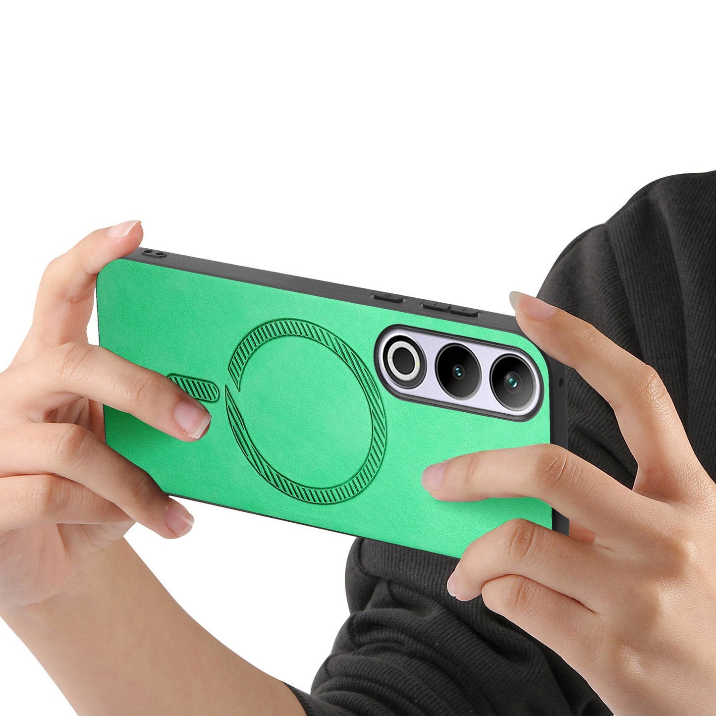 For OnePlus Nord CE4 5G / OnePlus Ace 3V 5G Leather Back Case Compatible with MagSafe Skin-touch Phone Cover - Green