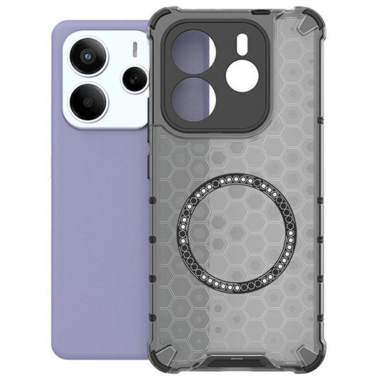 For Xiaomi Redmi Note 14 5G Case Compatible with MagSafe Honeycomb Design TPU + PC Phone Cover - Grey