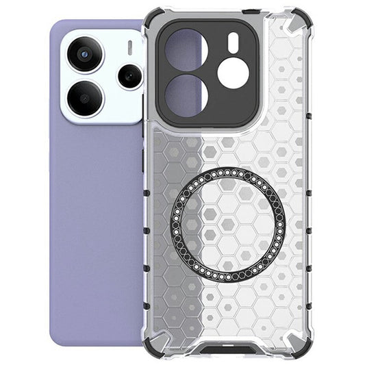 For Xiaomi Redmi Note 14 5G Case Compatible with MagSafe Honeycomb Design TPU + PC Phone Cover - Transparent