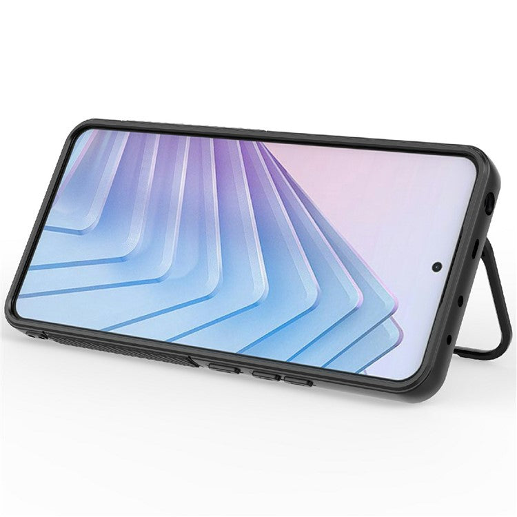 For Xiaomi Redmi Note 14 5G Case Compatible with MagSafe PC Kickstand Ripple Texture TPU Phone Cover - Blue