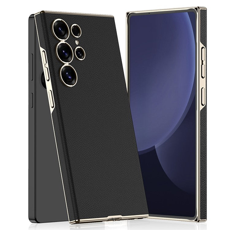 GKK For Samsung Galaxy S24 Ultra Case Electroplated PU + PC Phone Back Cover - Black
