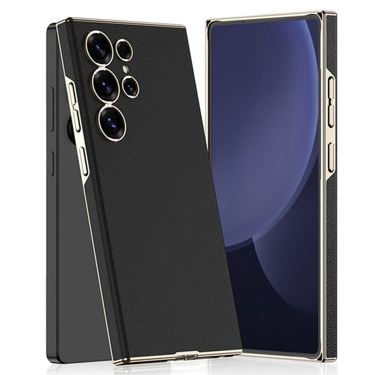 GKK For Samsung Galaxy S24 Ultra Case Electroplated PU + PC Phone Back Cover - Black