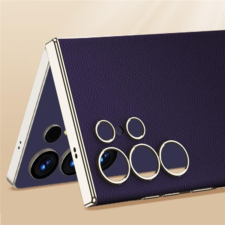 GKK For Samsung Galaxy S24 Ultra Case Electroplated PU + PC Phone Back Cover - Black