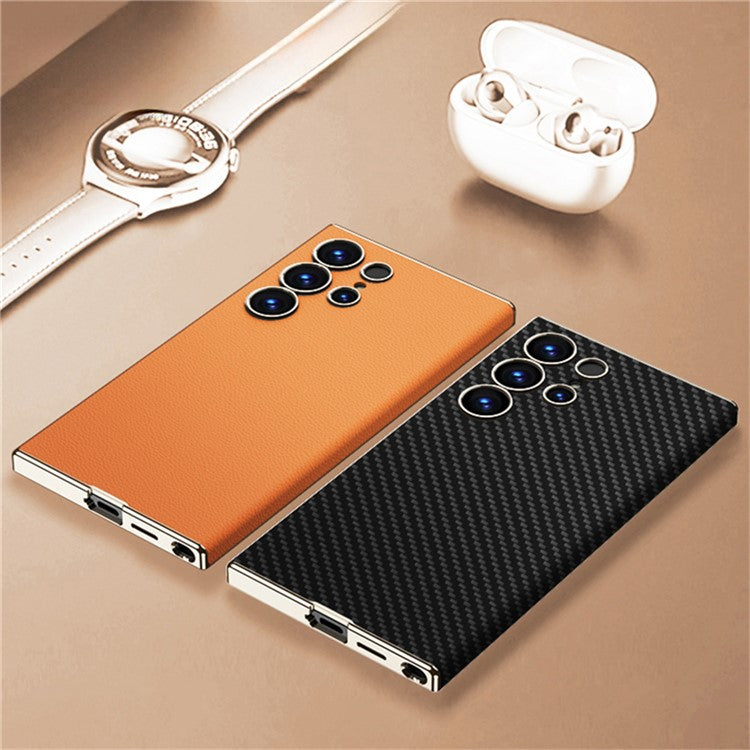 GKK For Samsung Galaxy S24 Ultra Case Electroplated PU + PC Phone Back Cover - Black