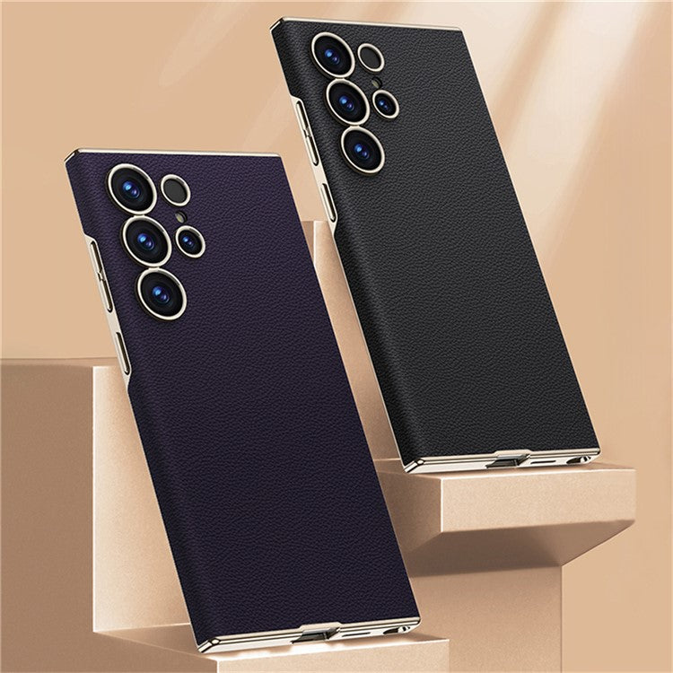 GKK For Samsung Galaxy S24 Ultra Case Electroplated PU + PC Phone Back Cover - Black