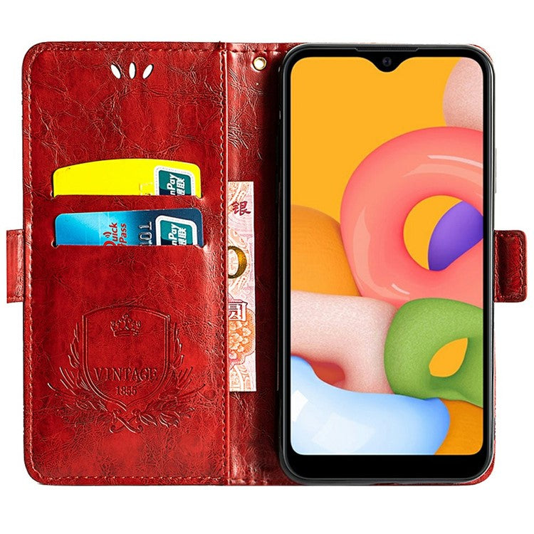 For OnePlus Ace 5 5G / Ace 5 Pro 5G Leather Case Flower Imprint Wallet Phone Cover with Side Buckle - Red