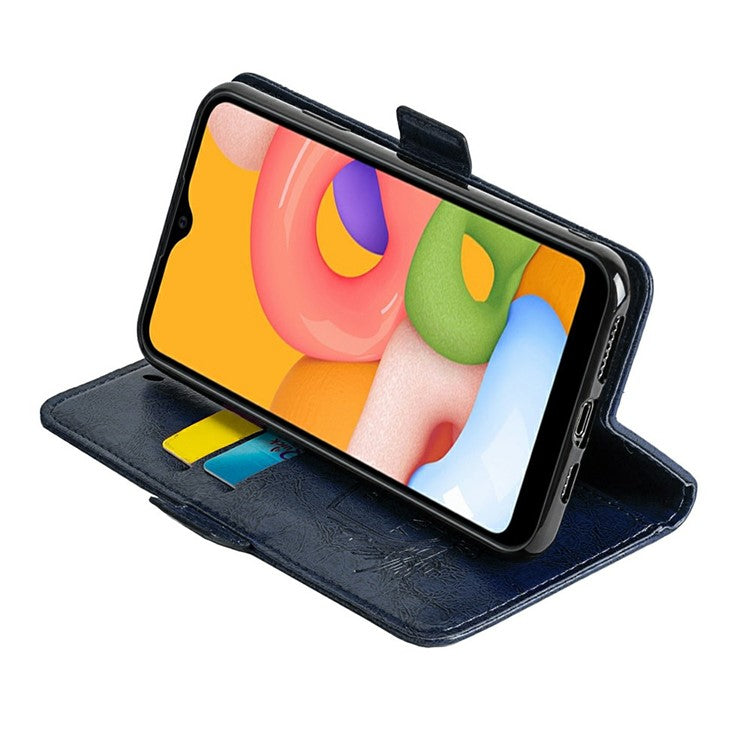 For OnePlus Ace 5 5G / Ace 5 Pro 5G Leather Case Flower Imprint Wallet Phone Cover with Side Buckle - Blue