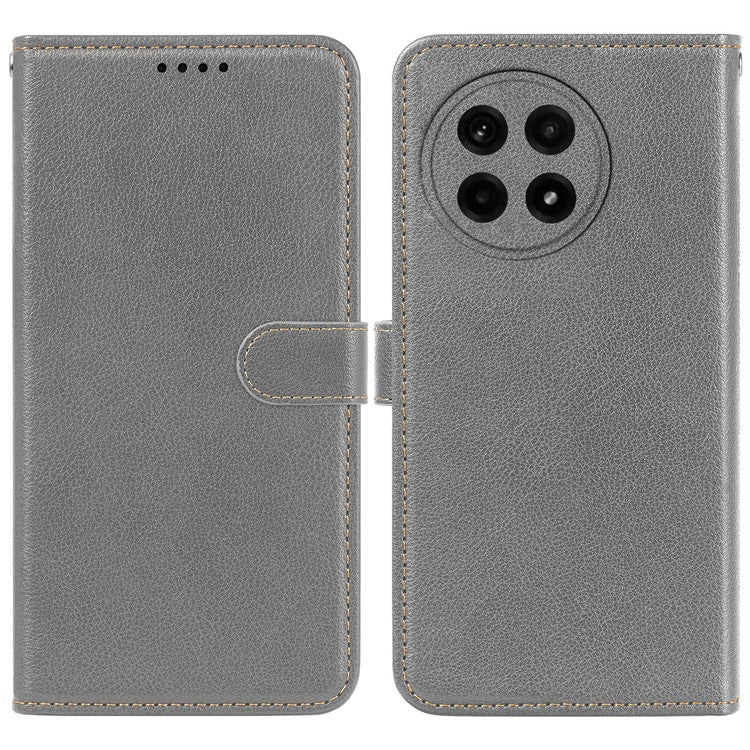 For OnePlus Ace 5 5G / Ace 5 Pro 5G Leather Case Litchi Texture Wallet RFID Blocking Phone Cover - Grey