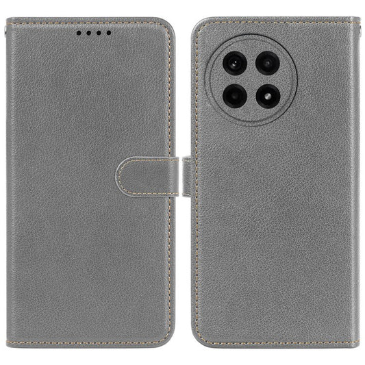For OnePlus Ace 5 5G / Ace 5 Pro 5G Leather Case Litchi Texture Wallet RFID Blocking Phone Cover - Grey