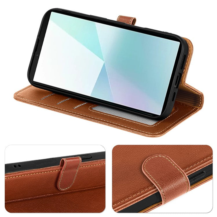For OnePlus Ace 5 5G / Ace 5 Pro 5G Leather Case Litchi Texture Wallet RFID Blocking Phone Cover - Brown