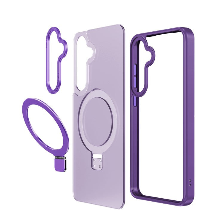 For Samsung Galaxy S24 FE Case Compatible with MagSafe Anti-Drop TPU + PC Kickstand Phone Cover - Pink