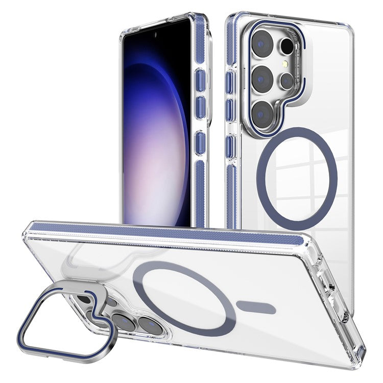 For Samsung Galaxy S25 Ultra Case Compatible with MagSafe TPU + PC Phone Cover with Invisible Kickstand - Sapphire