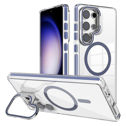 For Samsung Galaxy S25 Ultra Case Compatible with MagSafe TPU + PC Phone Cover with Invisible Kickstand - Sapphire