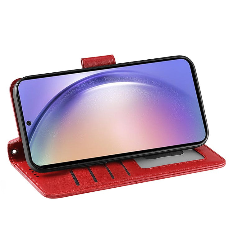For Samsung Galaxy S23 FE Case Stand Card Holder Wallet Leather Phone Cover - Red