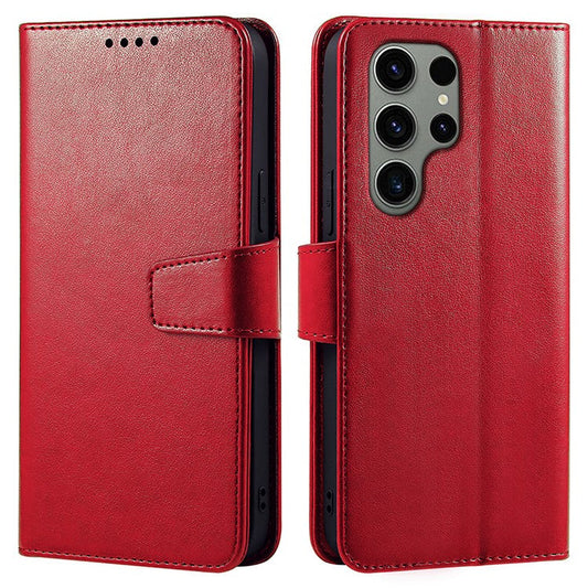 For Samsung Galaxy S23 Ultra Case Stand Card Holder Wallet Leather Phone Cover - Red