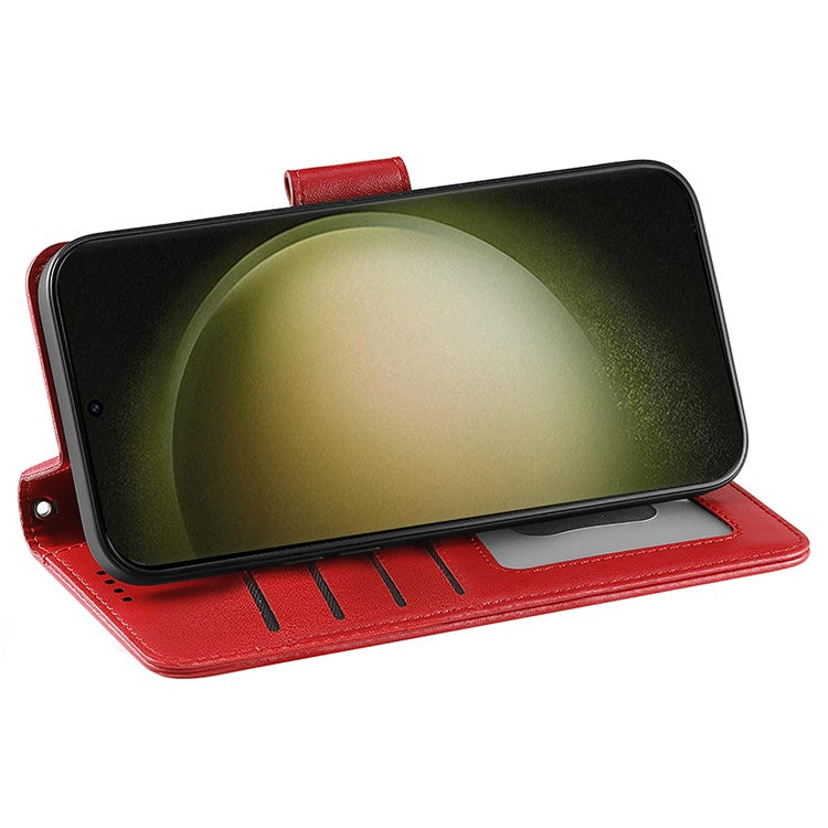 For Samsung Galaxy S23 Ultra Case Stand Card Holder Wallet Leather Phone Cover - Red
