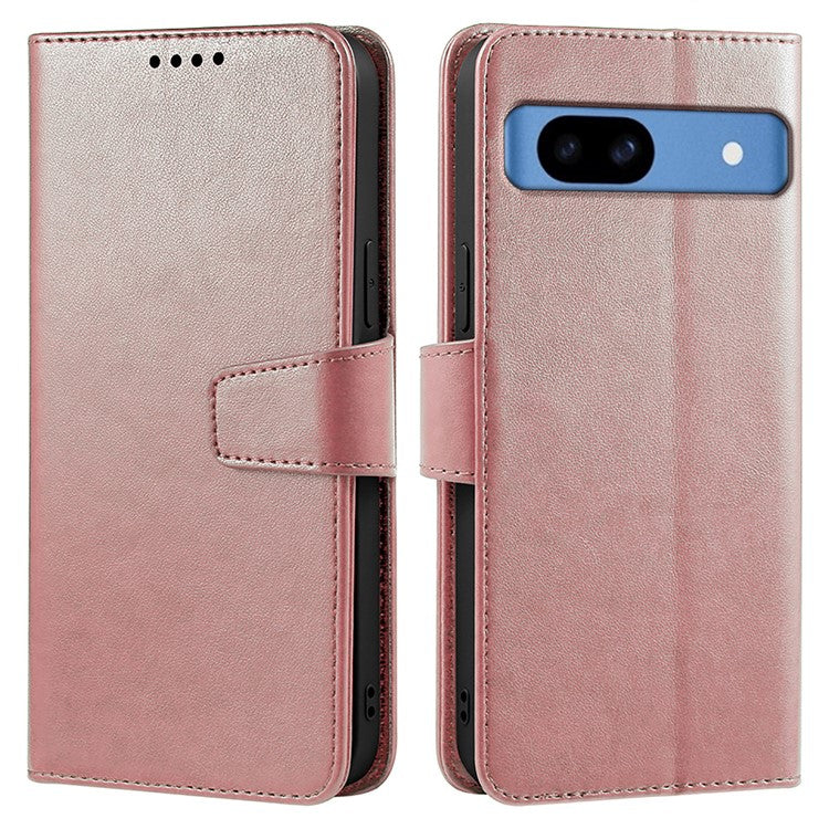 For Google Pixel 8a Case Stand Card Holder Wallet Leather Phone Cover - Rose Gold