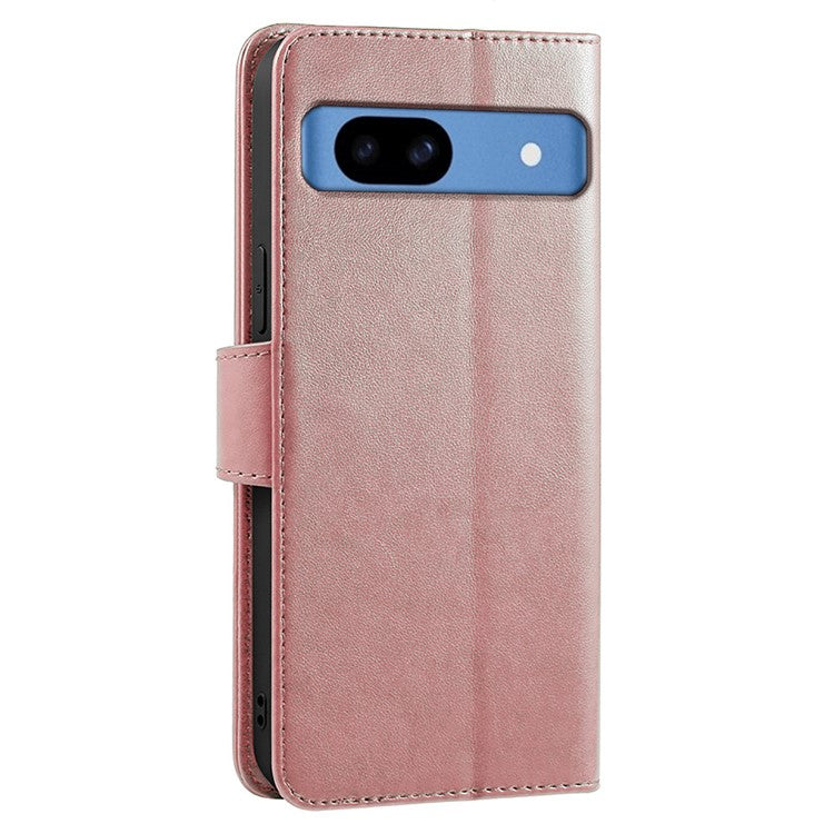 For Google Pixel 8a Case Stand Card Holder Wallet Leather Phone Cover - Rose Gold
