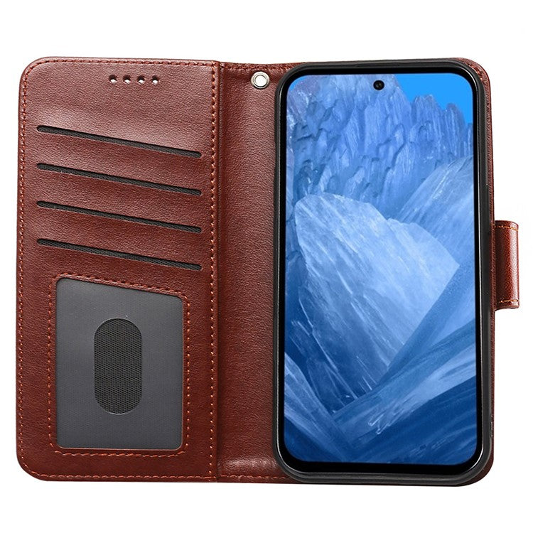 For Google Pixel 8a Case Stand Card Holder Wallet Leather Phone Cover - Brown