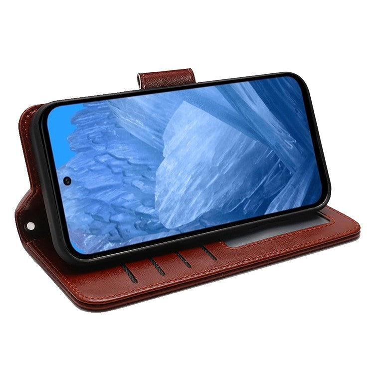 For Google Pixel 8a Case Stand Card Holder Wallet Leather Phone Cover - Brown