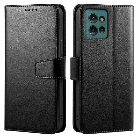 For Motorola Edge 50 Neo 5G / Moto S50 5G Case Stand Card Holder Wallet Leather Phone Cover - Black