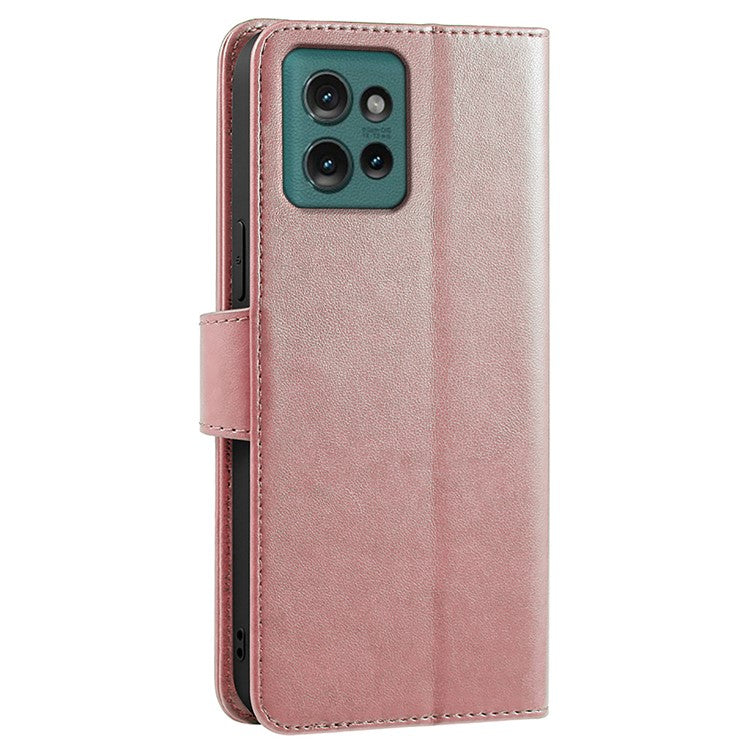 For Motorola Edge 50 Neo 5G / Moto S50 5G Case Stand Card Holder Wallet Leather Phone Cover - Rose Gold