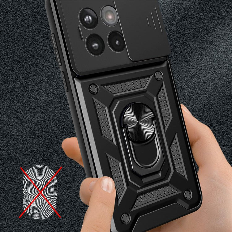Phone Case For OnePlus 13R 5G  /  Ace 5 Pro 5G  /  Ace 5 5G PC + TPU Kickstand Phone Cover with Slide Camera Lid - Blue