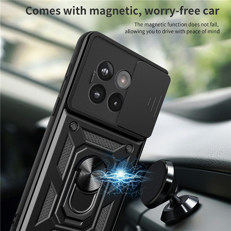 Phone Case For OnePlus 13R 5G  /  Ace 5 Pro 5G  /  Ace 5 5G PC + TPU Kickstand Phone Cover with Slide Camera Lid - Green
