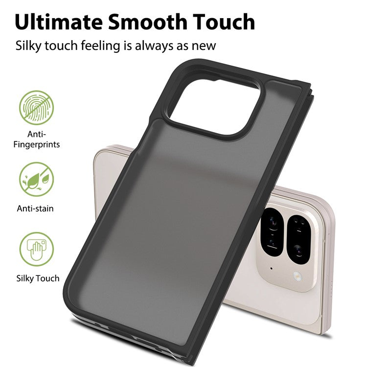 For Google Pixel 9 Pro Fold 5G Case Skin Touch TPU Frame Acrylic Back Phone Cover - Black