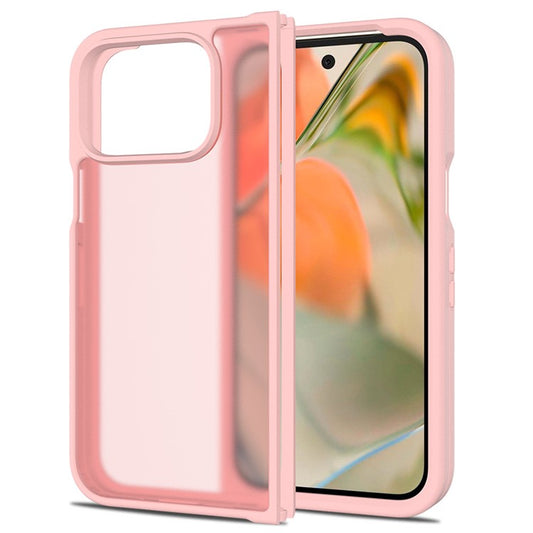 For Google Pixel 9 Pro Fold 5G Case Skin Touch TPU Frame Acrylic Back Phone Cover - Pink