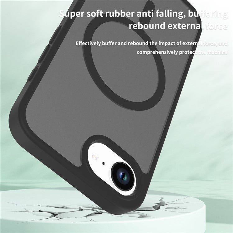For iPhone SE (2025) Case Compatible with MagSafe TPU Frame Acrylic Back Phone Cover Skin Touch - Black