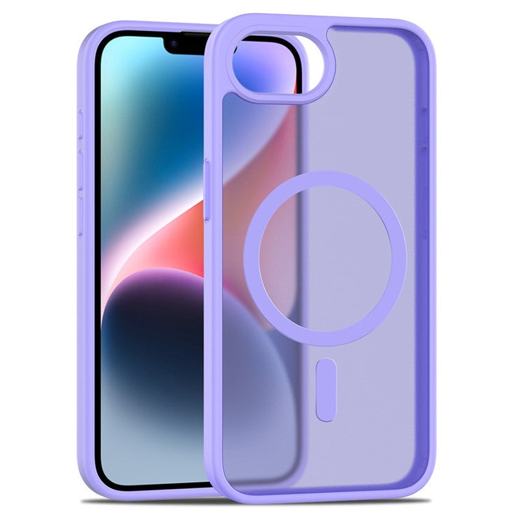 For iPhone 16e Case Compatible with MagSafe TPU Frame Acrylic Back Phone Cover Skin Touch - Purple