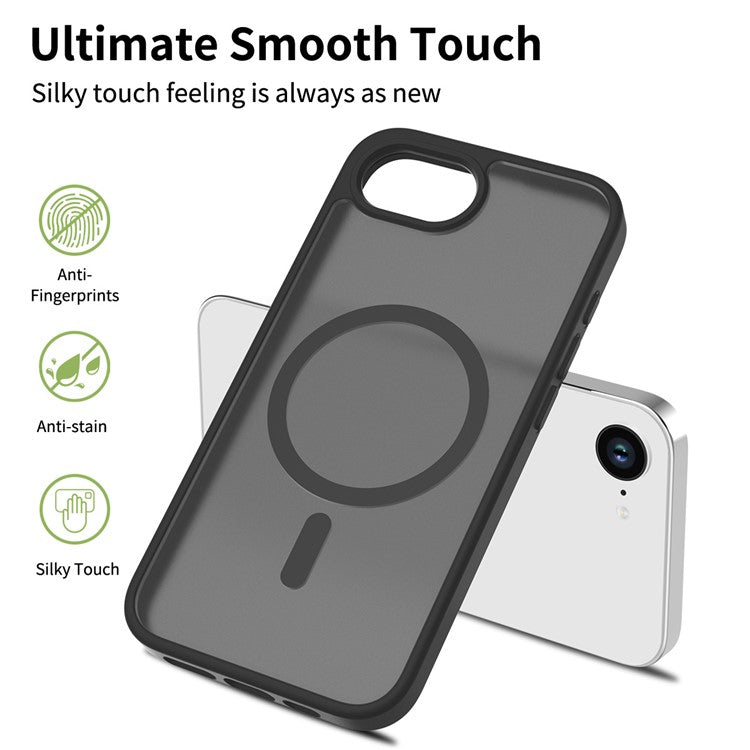 For iPhone SE (2025) Case Compatible with MagSafe TPU Frame Acrylic Back Phone Cover Skin Touch - Purple