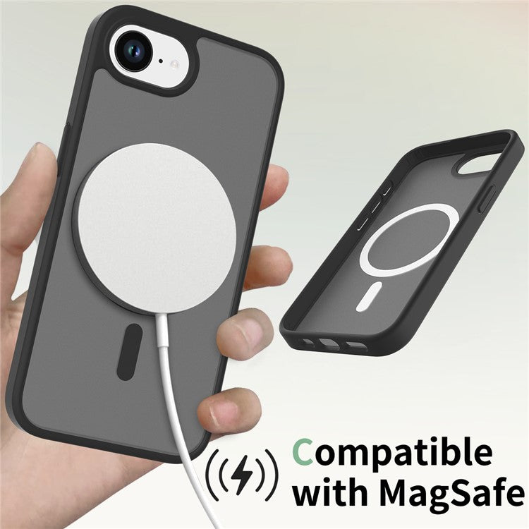 For iPhone SE (2025) Case Compatible with MagSafe TPU Frame Acrylic Back Phone Cover Skin Touch - Purple