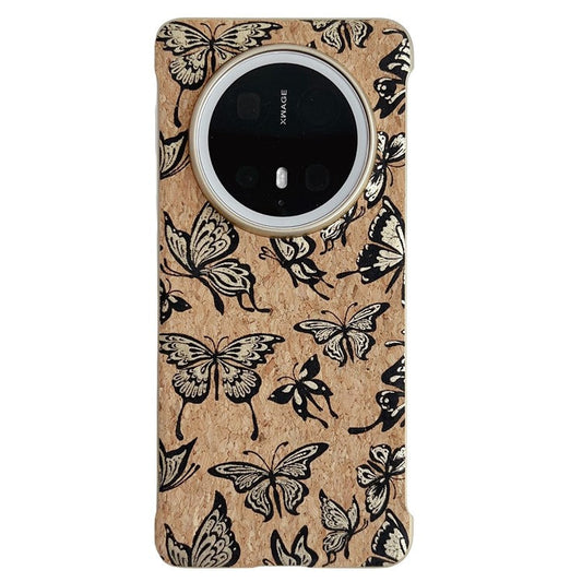 For Huawei Mate 70 Pro+ / Mate 70 Pro PC Phone Case Compatible with MagSafe Embossed Pattern Mobile Cover - Gold Butterfly