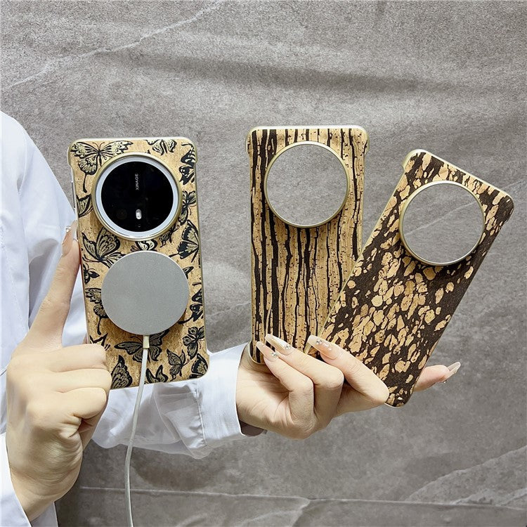 For Huawei Mate 70 Pro+ / Mate 70 Pro PC Phone Case Compatible with MagSafe Embossed Pattern Mobile Cover - Gold Butterfly