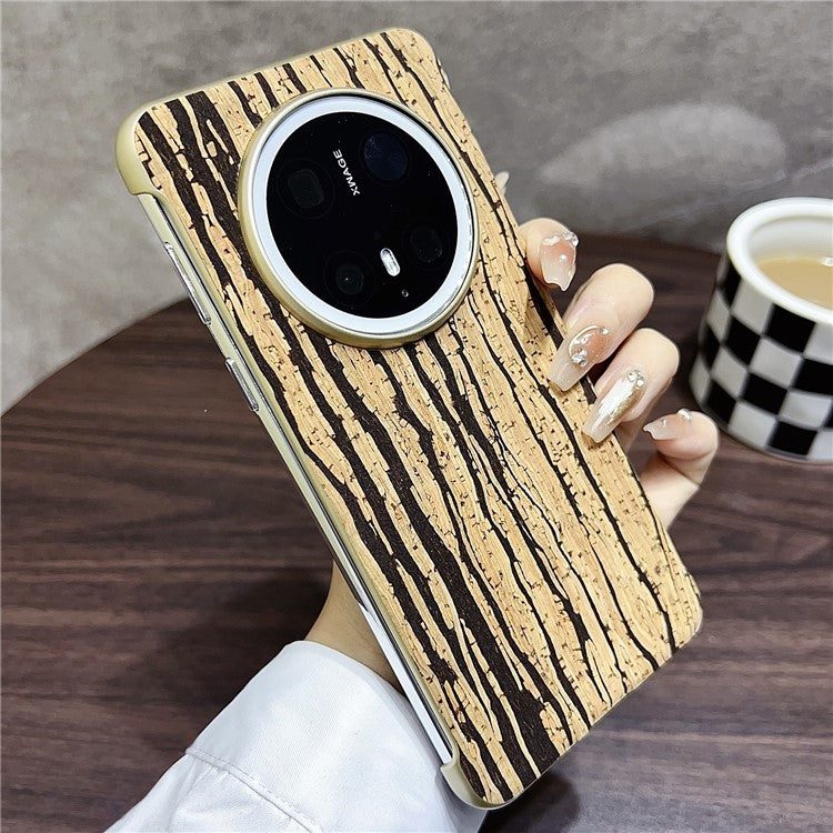 For Huawei Mate 70 Pro+ / Mate 70 Pro PC Phone Case Compatible with MagSafe Embossed Pattern Mobile Cover - Wood Yellow