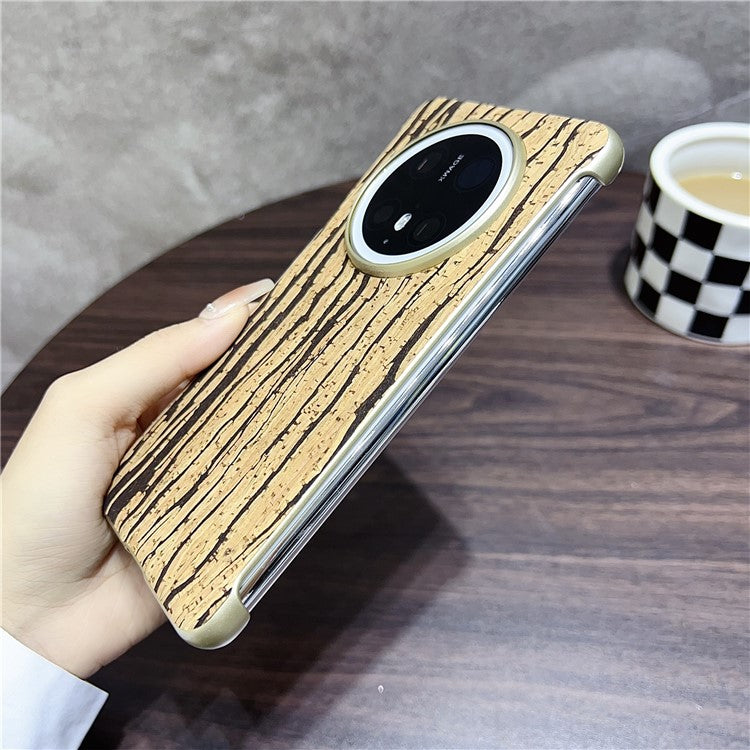 For Huawei Mate 70 Pro+ / Mate 70 Pro PC Phone Case Compatible with MagSafe Embossed Pattern Mobile Cover - Wood Yellow