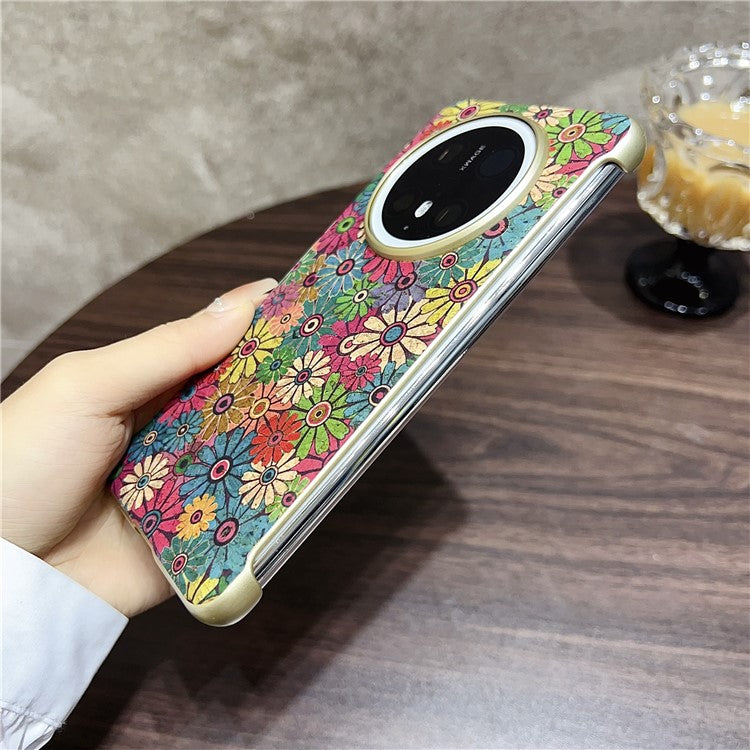For Huawei Mate 70 Pro+ / Mate 70 Pro PC Phone Case Compatible with MagSafe Embossed Pattern Mobile Cover - Sunflower