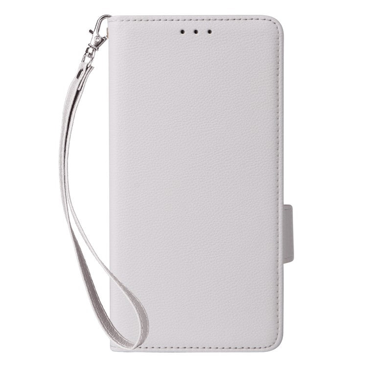 For Motorola Moto G05 4G  /  E15 4G Case Litchi Texture PU Leather Wallet Flip Phone Cover - White