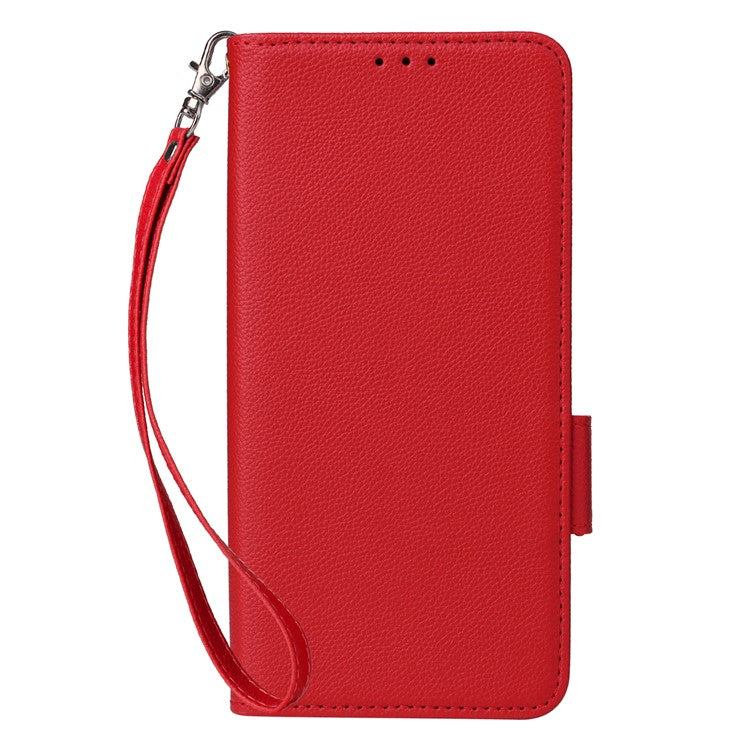For Motorola Moto G05 4G  /  E15 4G Case Litchi Texture PU Leather Wallet Flip Phone Cover - Red