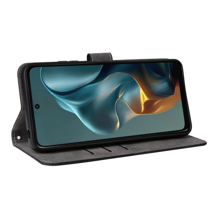 For Motorola Moto G05 4G  /  E15 4G Wallet Case RFID Blocking PU Leather Cover Stand View - Black